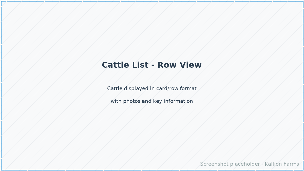 Cattle List - Row View